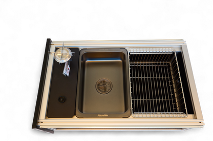 Integrated IGT kitchen drawer extended from BootKamp drawer system
